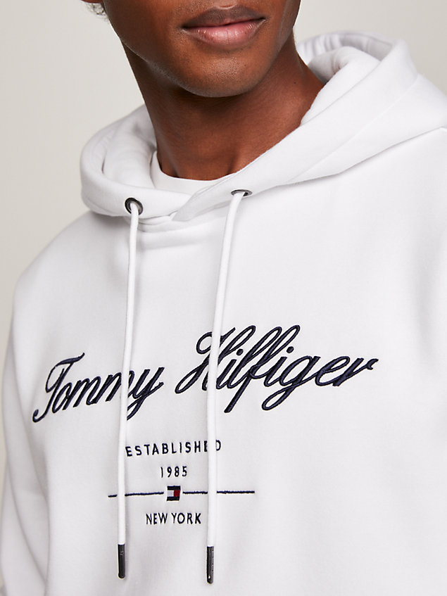 white exclusive hoodie met scriptlogo voor heren - tommy hilfiger