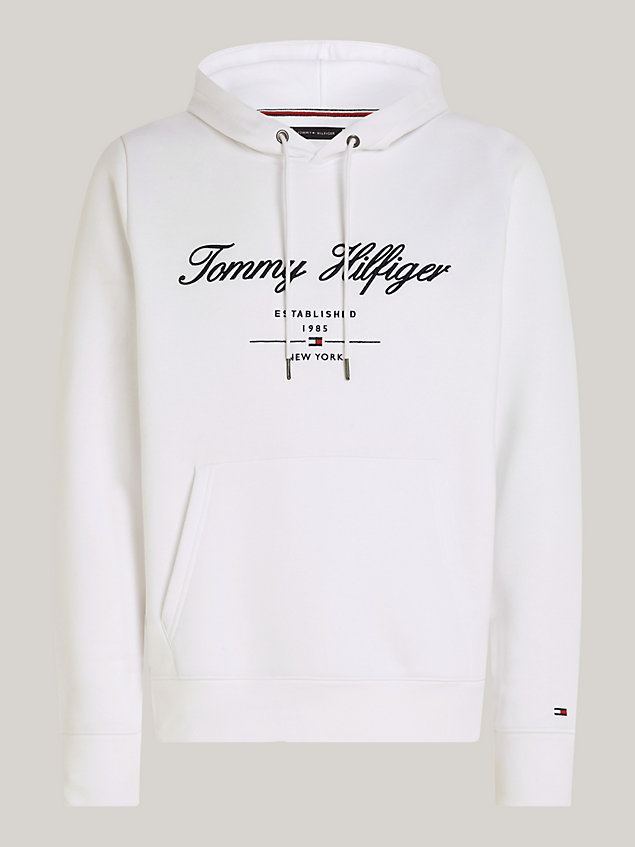 white exclusive hoodie met scriptlogo voor heren - tommy hilfiger
