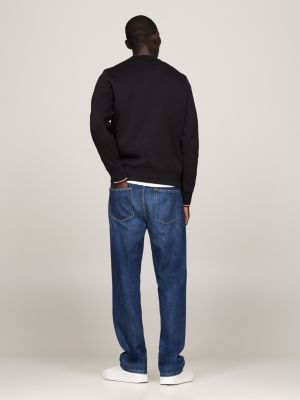 black tipped cuff crew neck sweatshirt for men tommy hilfiger