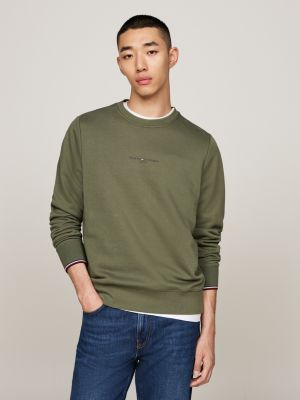 green tipped cuff crew neck sweatshirt for men tommy hilfiger