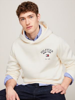 Varsity Arched Logo Hoody, Beige