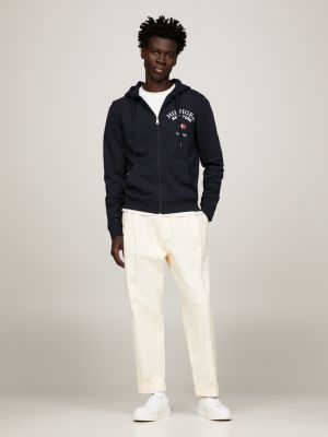 TOMMY HILFIGER - Felpa uomo con mezza zip e logo college 