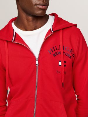 Varsity Arched Logo ZipThru Hoody Red Tommy Hilfiger