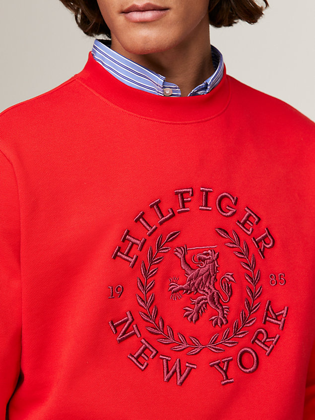 red oversized crest logo sweatshirt for men tommy hilfiger