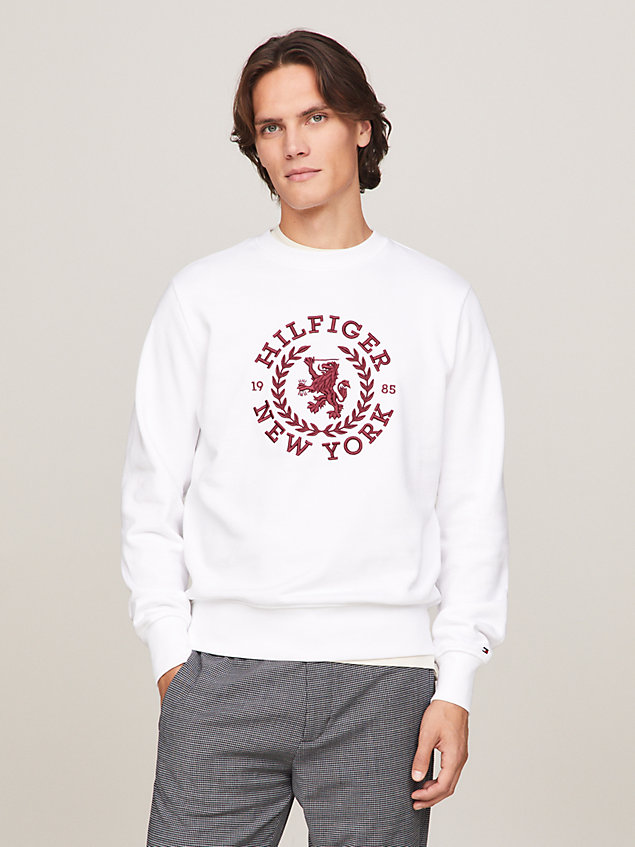white oversized crest logo sweatshirt for men tommy hilfiger