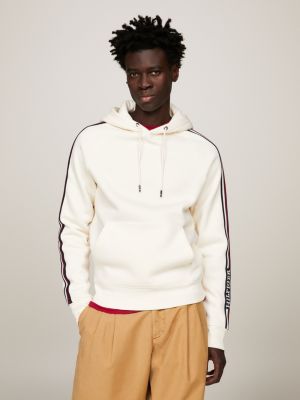 Global Stripe Flex Fleece Hoody Beige Tommy Hilfiger