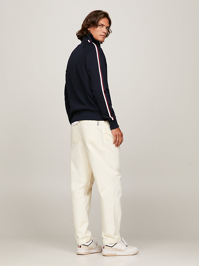 blue global stripe flex fleece quarter-zip sweatshirt for men tommy hilfiger