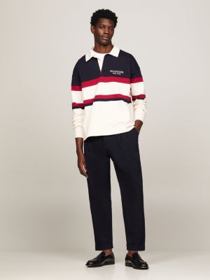 Hilfiger Monotype Colour-Blocked Rugby Jumper | Beige | Tommy Hilfiger