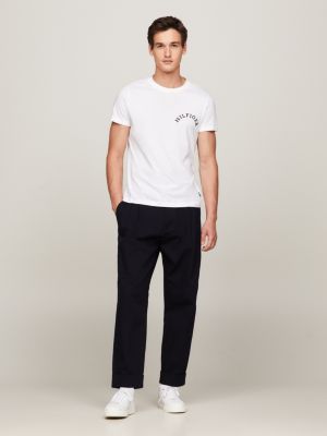 t-shirt hilfiger monotype slim fit con logo white da uomini tommy hilfiger