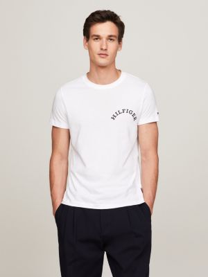 t-shirt hilfiger monotype slim fit con logo white da uomini tommy hilfiger
