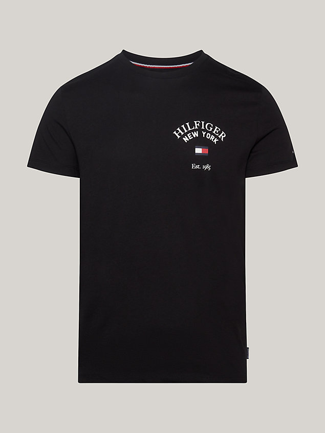 t-shirt varsity slim fit con logo black da uomo tommy hilfiger
