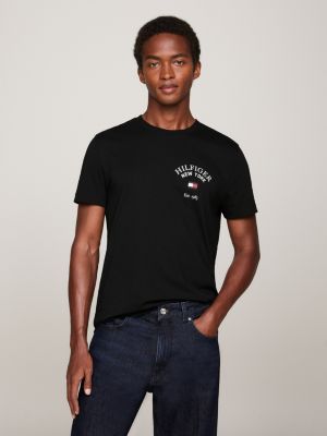 Black Arched Tommy Slim Varsity | Hilfiger | Fit T-Shirt Logo
