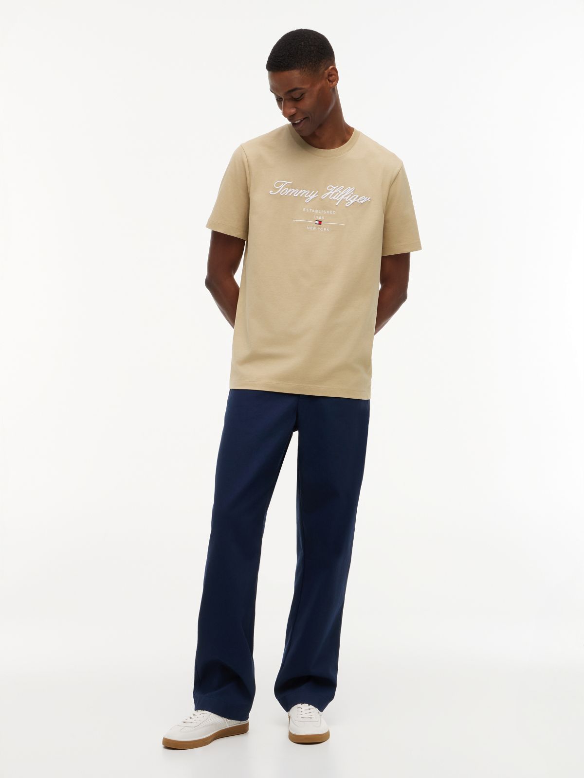 Textured Logo Jersey T-Shirt — Khaki