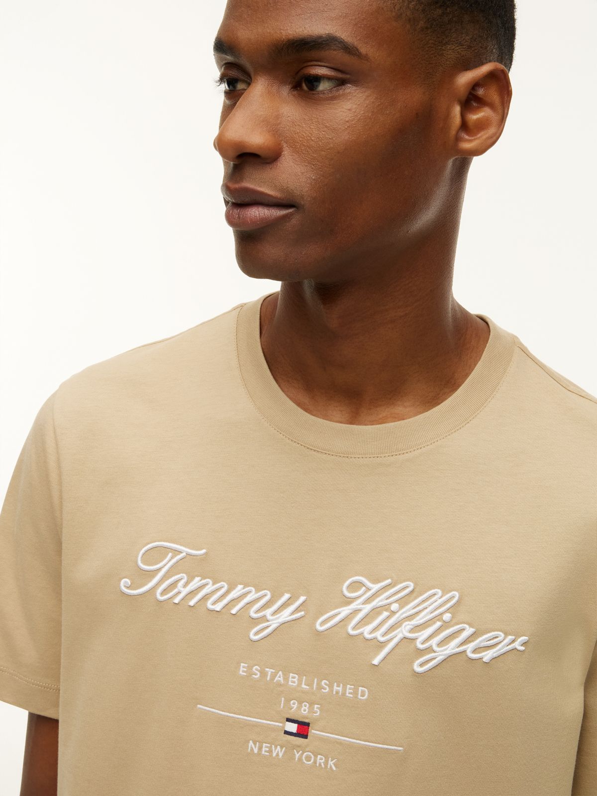 Textured Logo Jersey T-Shirt — Khaki