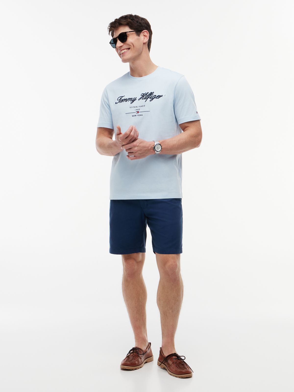 Textured Logo Jersey T-Shirt — Blue