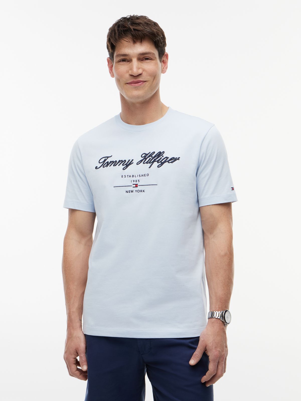 Textured Logo Jersey T-Shirt — Blue