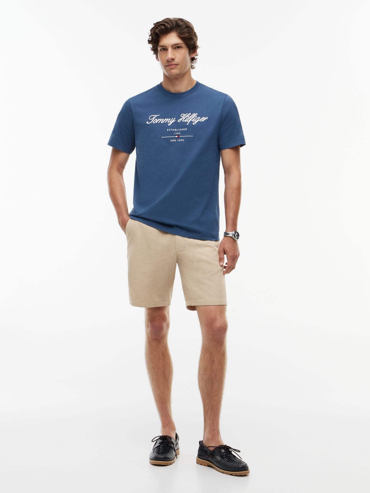 Textured Logo Jersey T-Shirt — Blue