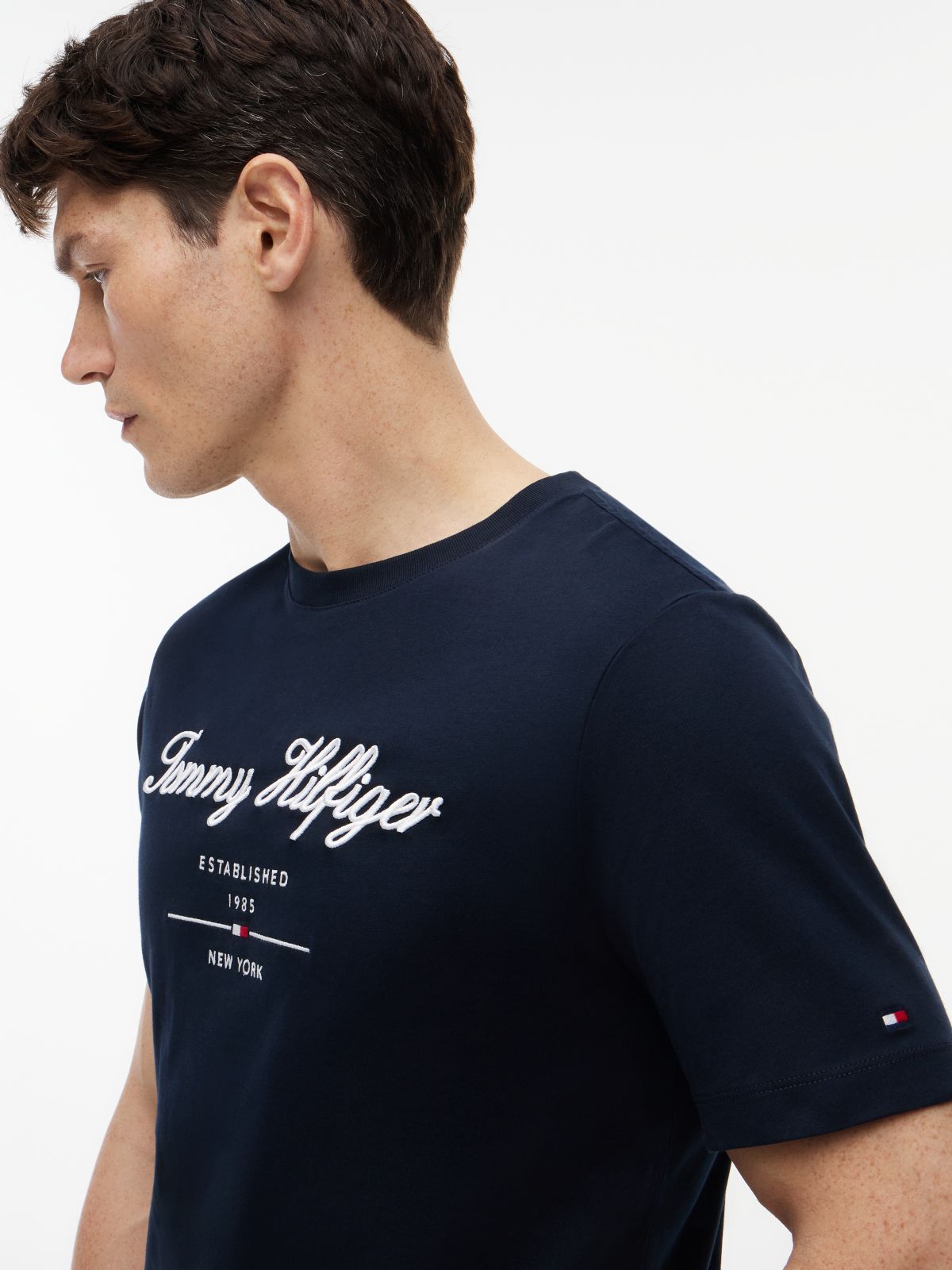 Textured Logo Jersey T-Shirt — Blue