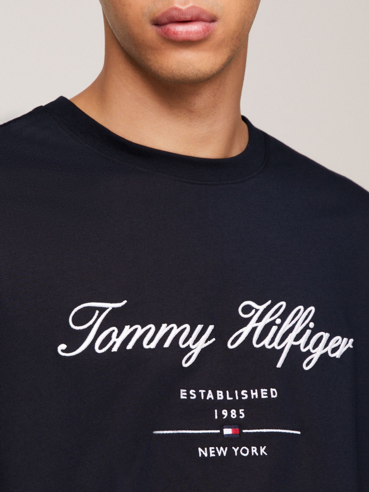 Textured Logo Jersey T-Shirt — Blue