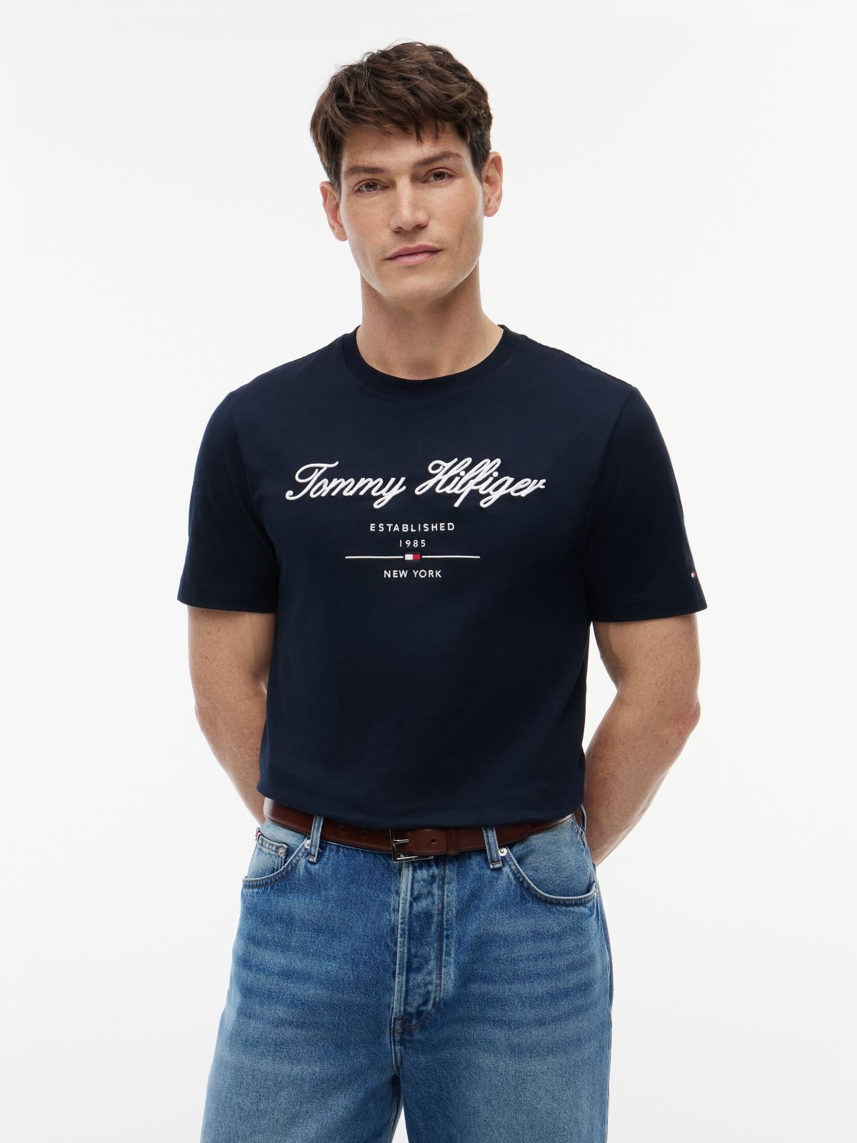 Textured Logo Jersey T-Shirt — Blue