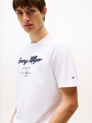 white logo embroidery t-shirt for men tommy hilfiger