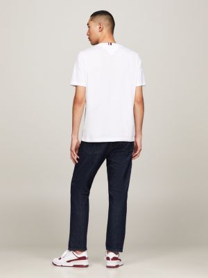 white embroidery logo t-shirt for men tommy hilfiger