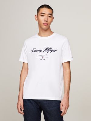 Exclusive Script Logo Jersey T-Shirt | White | Tommy Hilfiger
