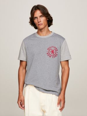 Camiseta de punto con logo y escudo Gris Tommy Hilfiger