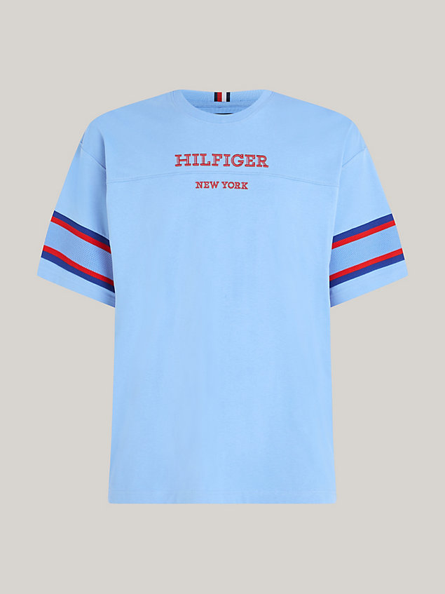 t-shirt hilfiger monotype con maniche a righe blue da uomo tommy hilfiger