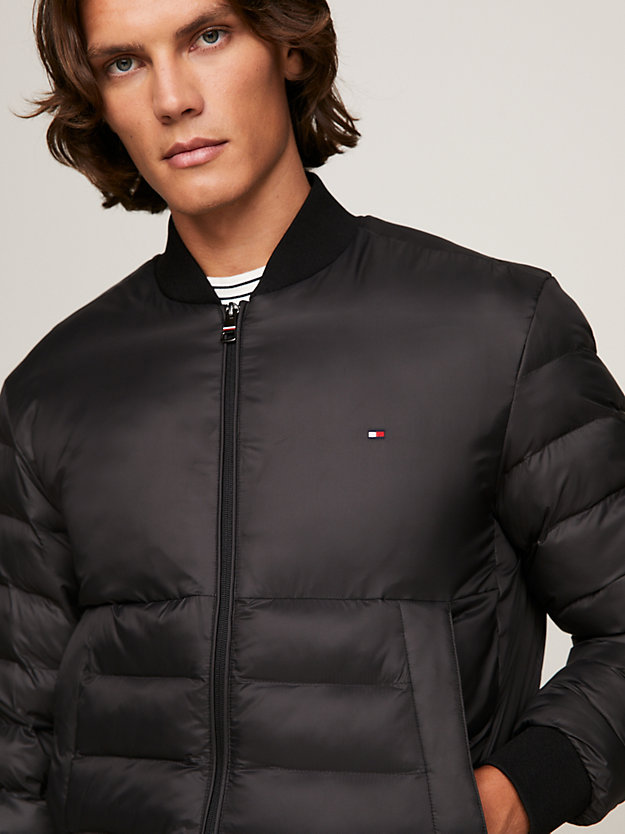 Water Repellent Packable Quilted Bomber Jacket | Black | Tommy