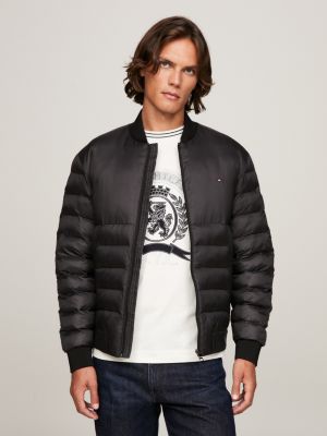 Water Repellent Packable Quilted Bomber Jacket | Black | Tommy