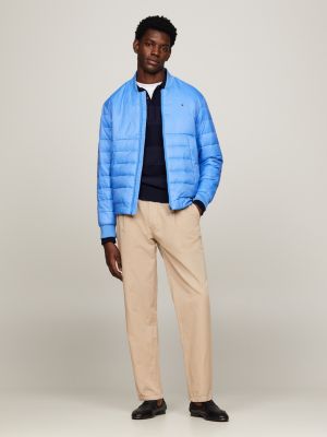 Blue quilted bomber jacket best sale