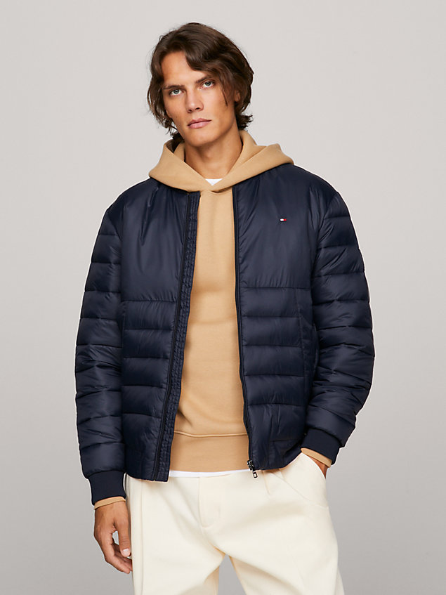 blue th warm packable quilted bomber jacket for men tommy hilfiger