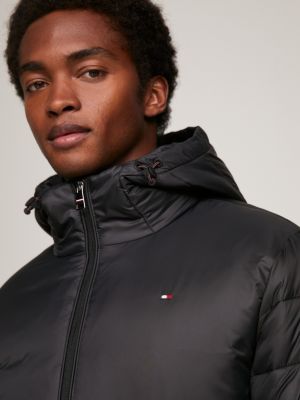 Tommy Hilfiger Chaqueta acolchada con capucha para hombre, Negro