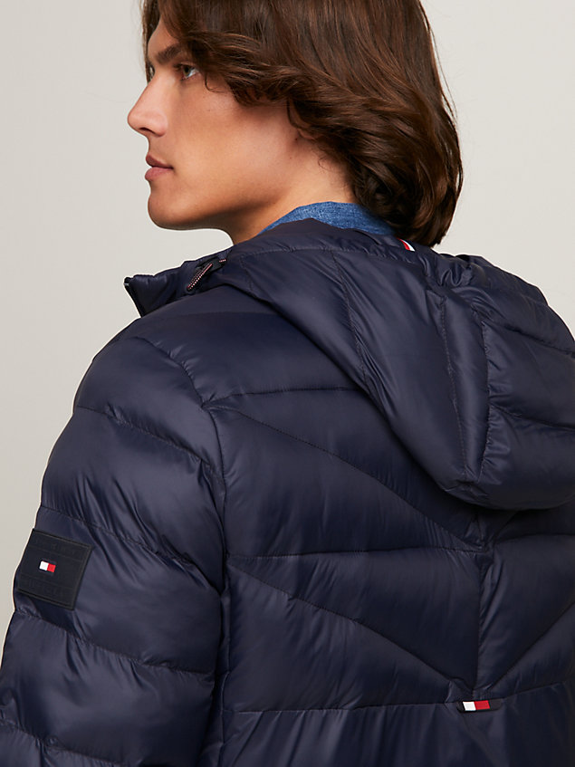 blue th warm packable quilted hooded jacket for men tommy hilfiger