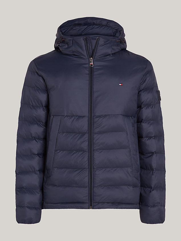 blue th warm packable quilted hooded jacket for men tommy hilfiger