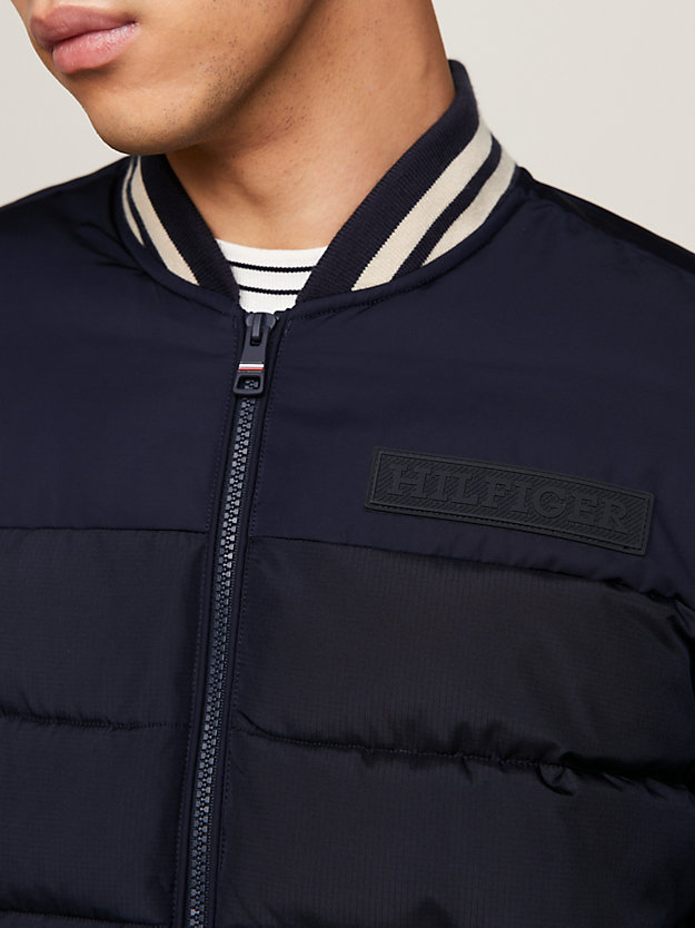 blue th warm new york puffer bomber jacket for men tommy hilfiger