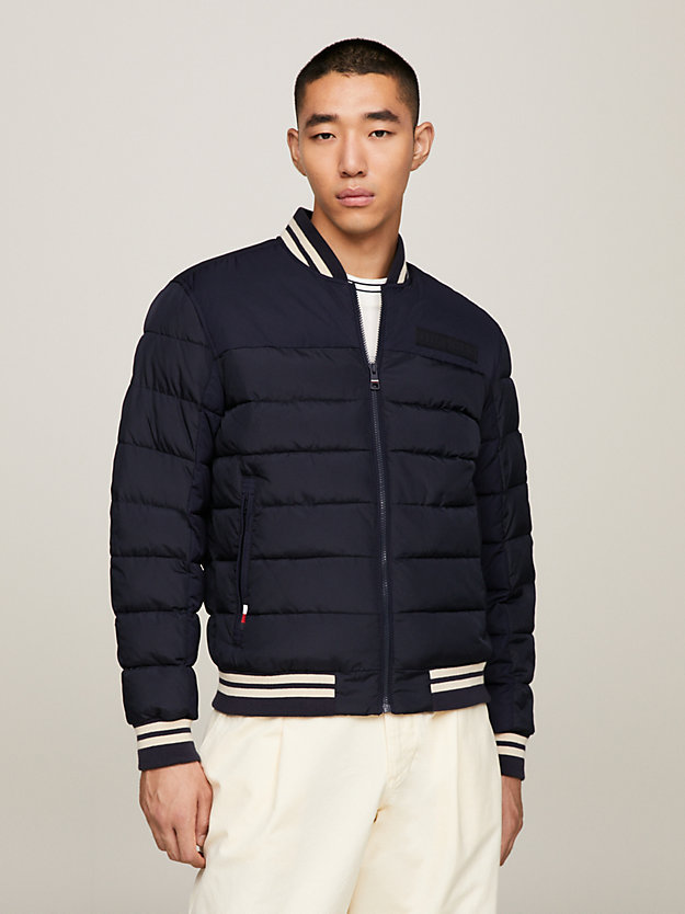 blue th warm new york puffer bomber jacket for men tommy hilfiger
