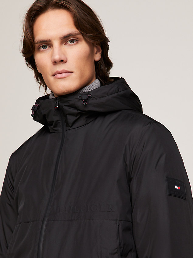 black logo hooded portland jacket for men tommy hilfiger