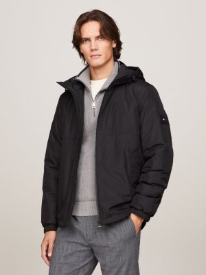 Chaqueta Portland con capucha y logo, Negro