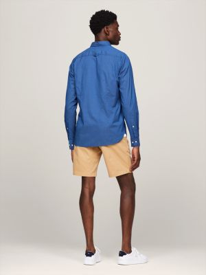 Slim-fit cotton micro-print bermuda shorts - Man