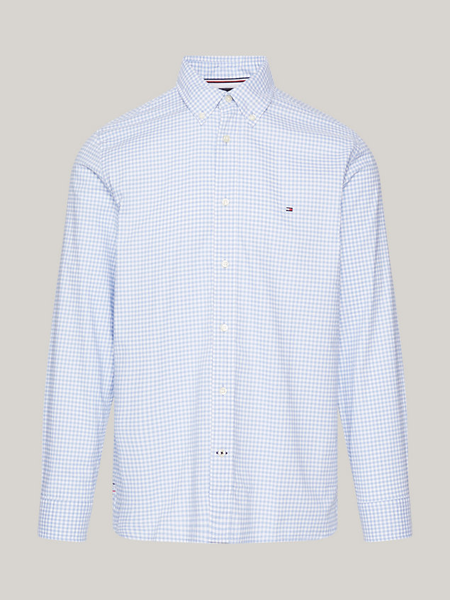 blue 1985 collection gingham regular oxford shirt for men tommy hilfiger