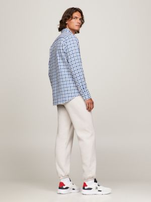 Two-Tone Gingham Regular Fit Oxford Shirt, Blue