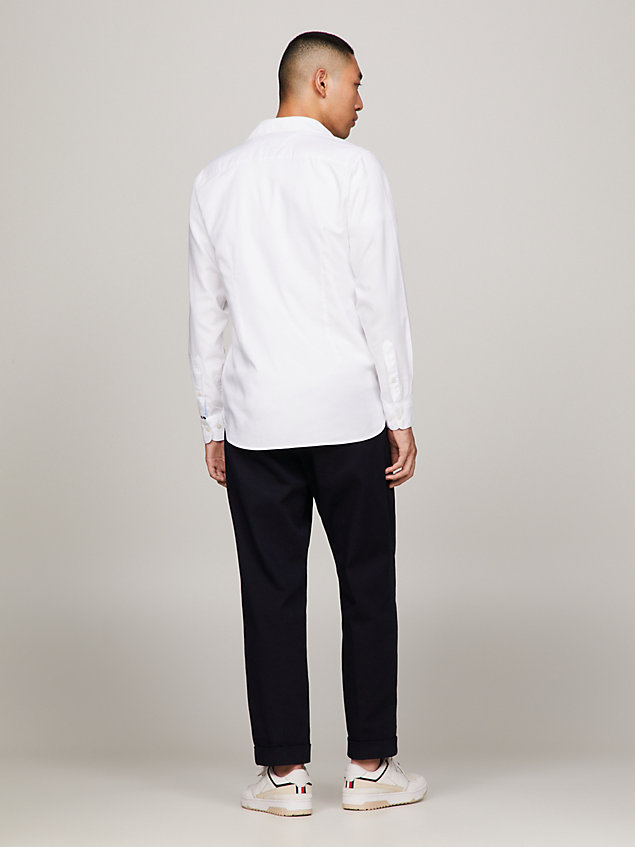 white flex slim fit overhemd van dobby voor heren - tommy hilfiger
