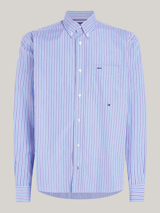 blue premium classics regular overhemd met streep voor heren - tommy hilfiger