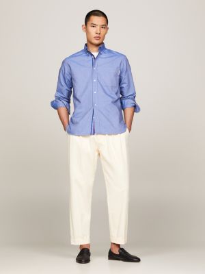 blue hilfiger monotype regular fit oxford-shirt für herren - tommy hilfiger