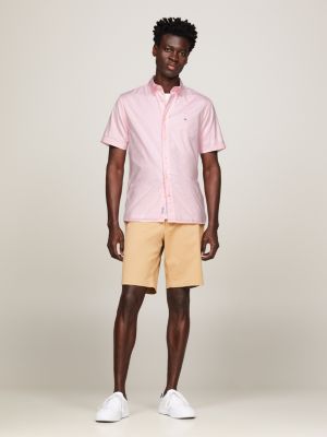 pink regular fit kurzarm-hemd aus popeline für herren - tommy hilfiger