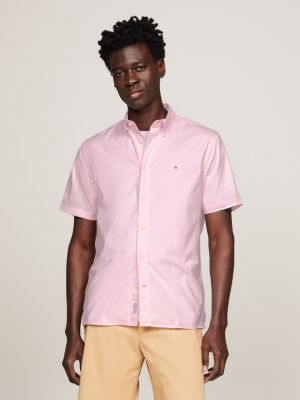pink regular fit kurzarm-hemd aus popeline für herren - tommy hilfiger