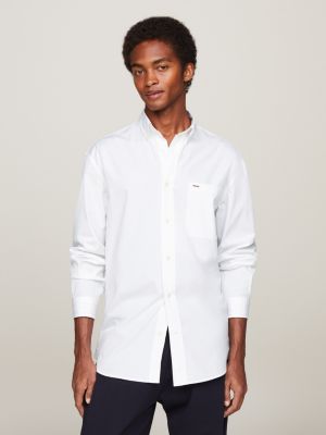 white regular fit oxford-hemd mit wappen für herren - tommy hilfiger