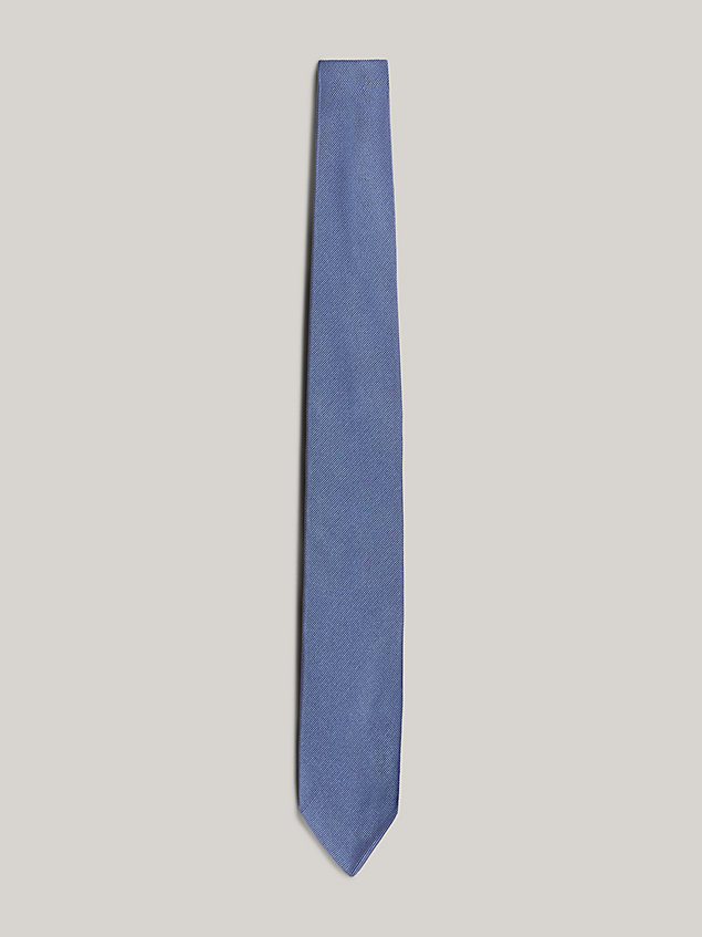 blue pure silk plain weave tie for men tommy hilfiger